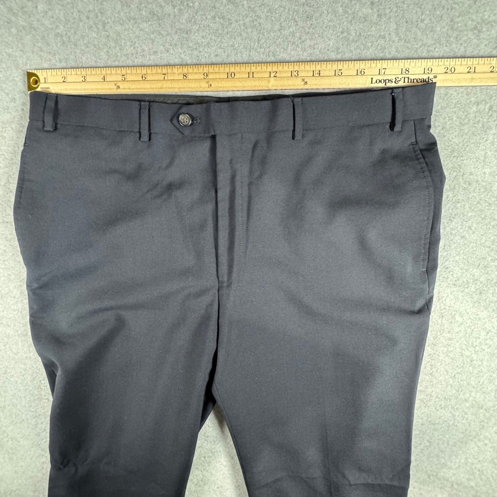 Lauren Ralph Lauren Dress Pants Mens 38x32 Navy Blue Wool Blend Flat Front Pants - Picture 3 of 6